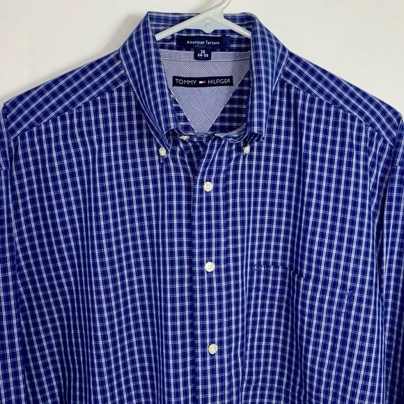 Tommy Hilfiger American Tartan Men's Button Down Plaid Shirt Size 16 ~ 34/35 - Picture 3 of 10